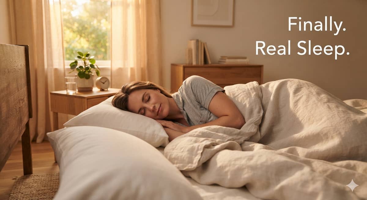 CBT-I for insomnia — person lying awake in dark bedroom (exhausted)