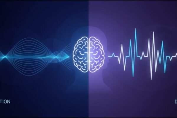 REM vs deep sleep comparison showing brain wave activity and physical restoration differences across two sleep stages