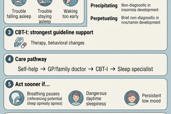 Insomnia sleep diary planner showing wake time, sleep tracking and first-step checklist